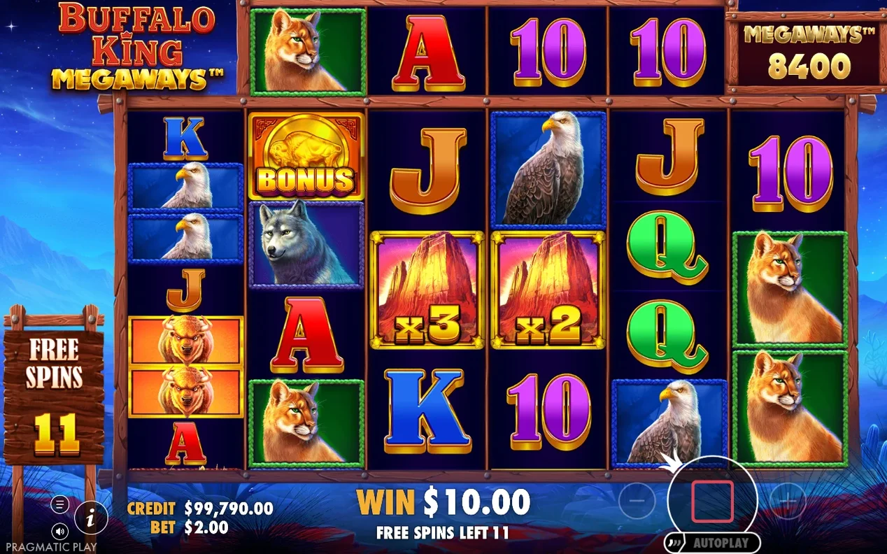 Free spins activas de noche, MEGAWAYS 8400, comodines WILD con multiplicadores x3 y x2 en los carretes